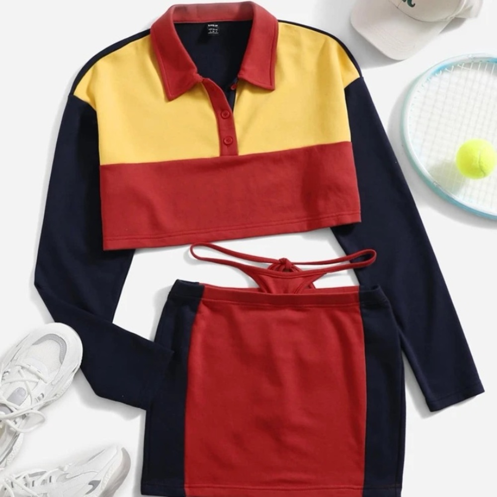 NEW: Colourful Mini Skirt & Crop Top Set